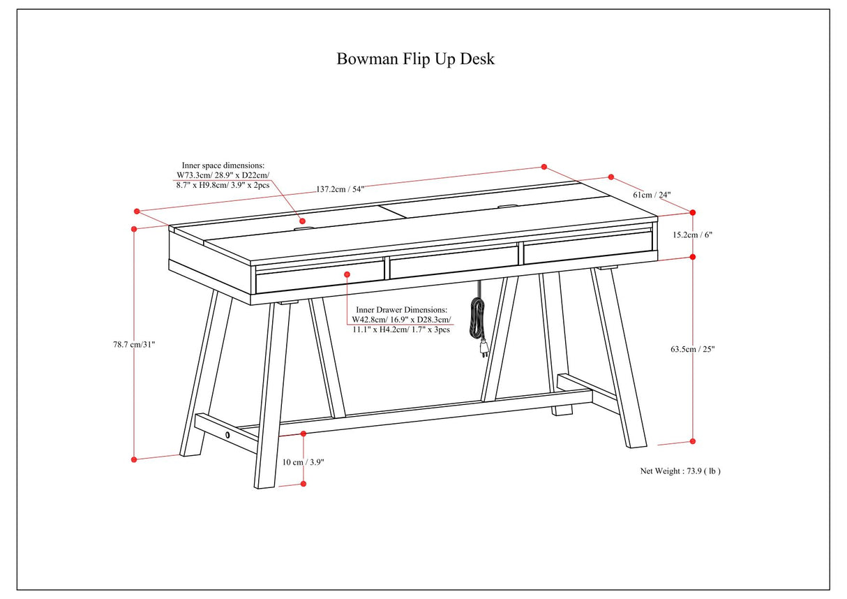 Bowman - Flip Up Desk - Distressed Gray by Simpli-Home | Bel Furniture