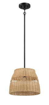 Essence - Single Lights Pendant With Shade - Black / Rattan by Ashcroft Furniture | Bel Furniture