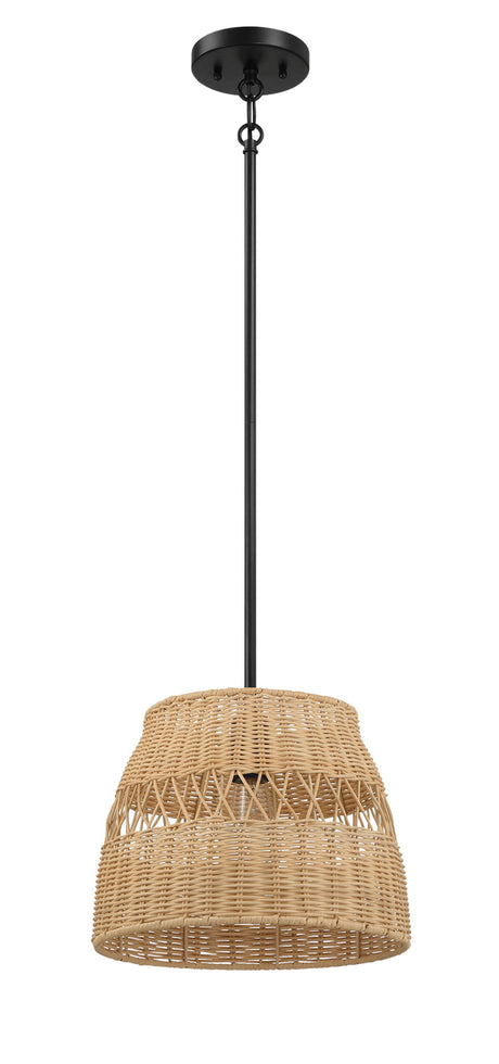 Essence - Single Lights Pendant With Shade - Black / Rattan by Ashcroft Furniture | Bel Furniture