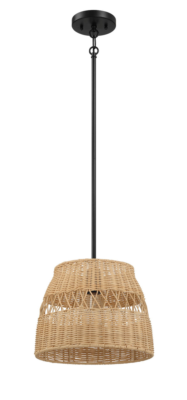 Essence - Single Lights Pendant With Shade - Black / Rattan by Ashcroft Furniture | Bel Furniture