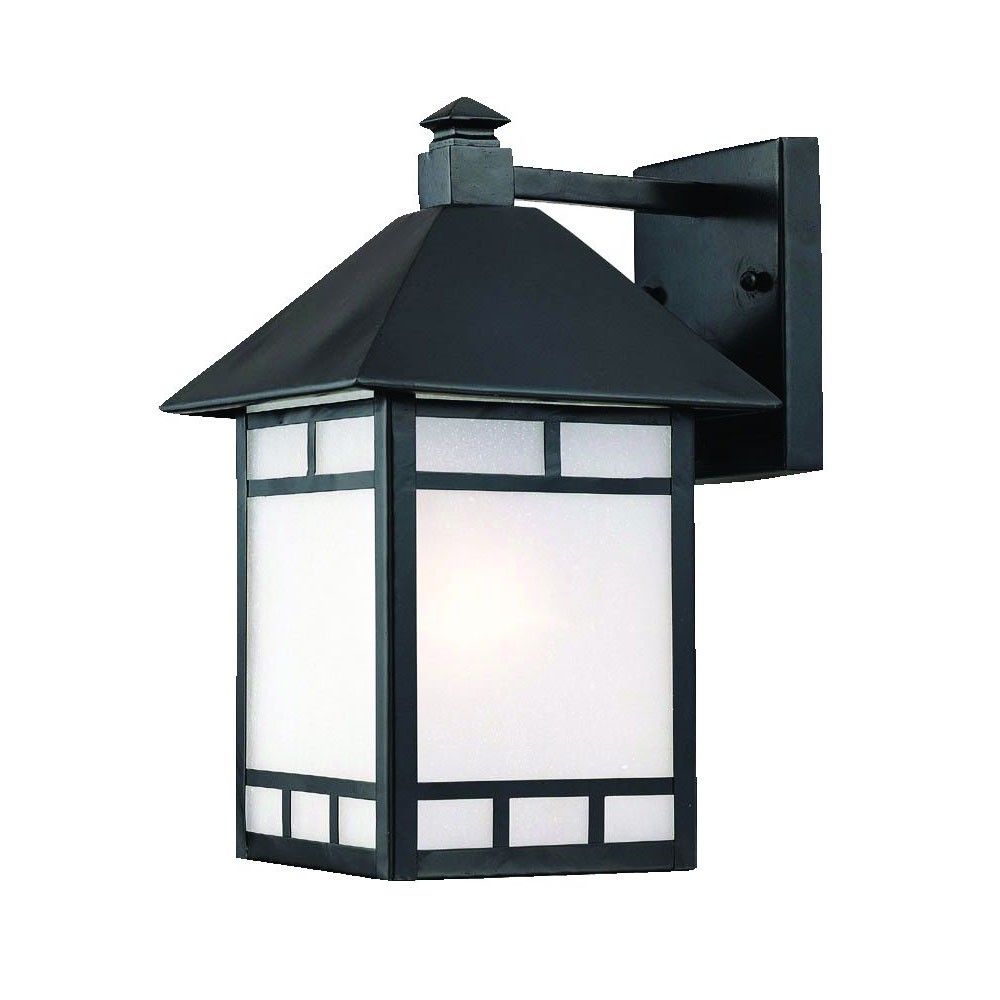 Xl Frosted Glass Lantern Wall Light - Matte Black