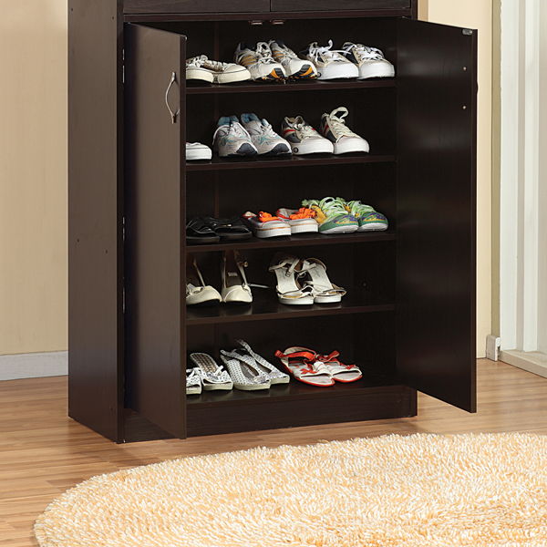 Shoe And Storage Cabinet Two Drawers, Two Doors, Five Shelves - Red Cocoa