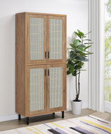 Teller - 4-Door Tall Shoe Storage Cabinet - Natural Oak by Coaster Fine Furniture | Bel Furniture