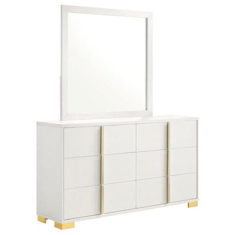 Marceline - 6-Drawer Dresser With Mirror White by Coaster Fine Furniture | Bel Furniture