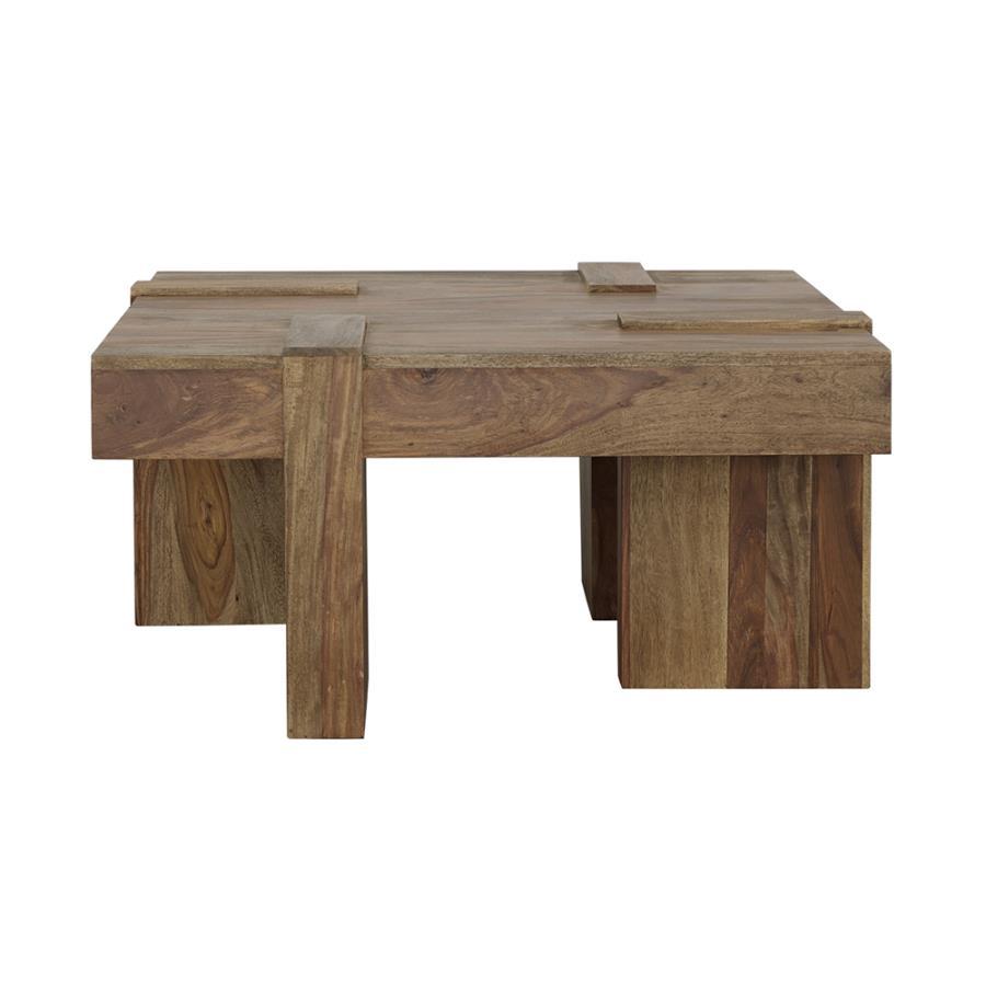 Samira - Square Solid Wood Coffee Table - Natural Sheesham by CoasterEssence | Bel Furniture