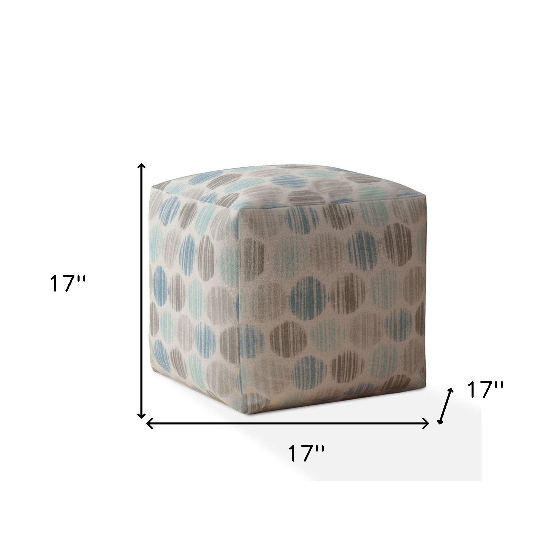 Cotton Polka Dots, Pouf Ottoman - Blue