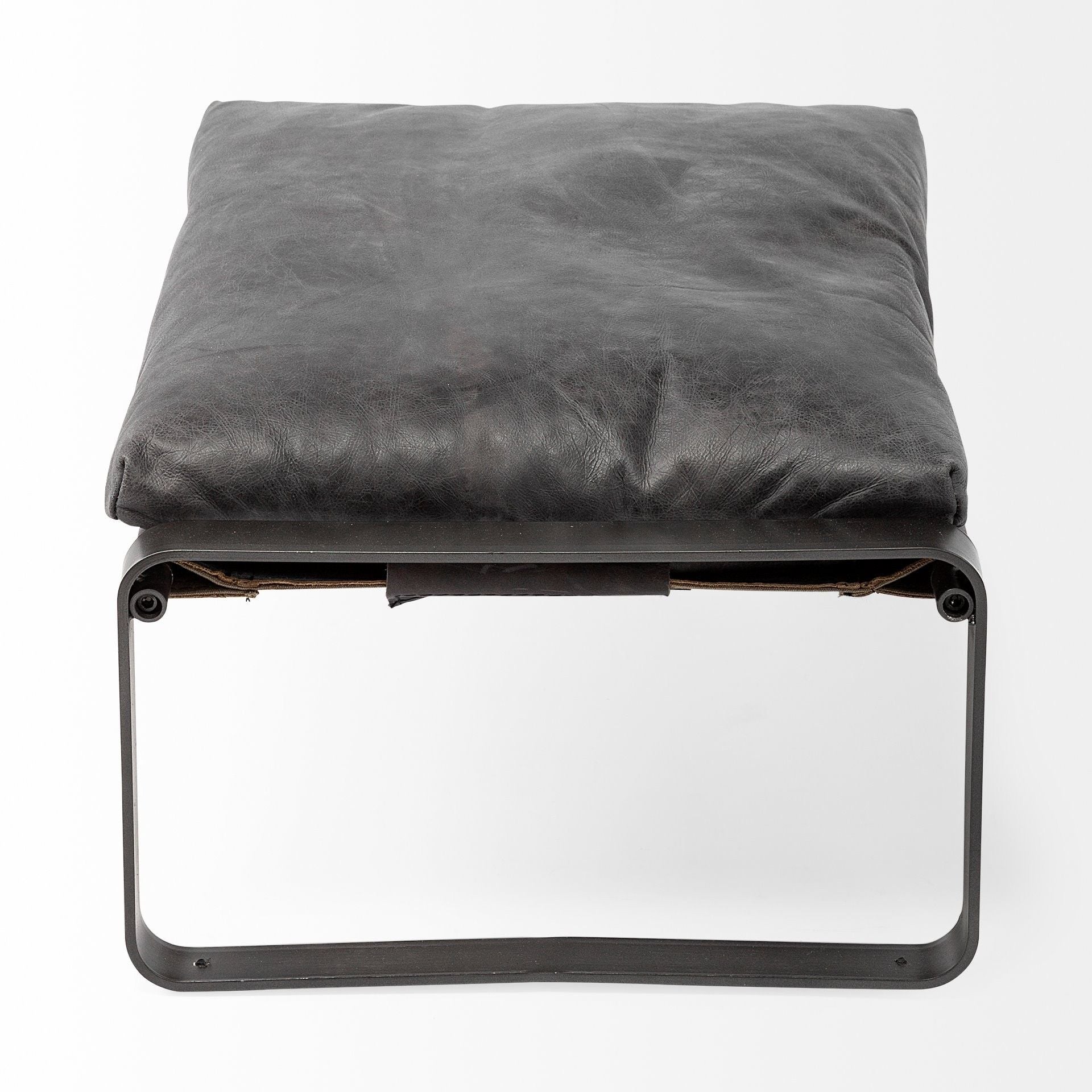 Faux Leather Ottoman - Black