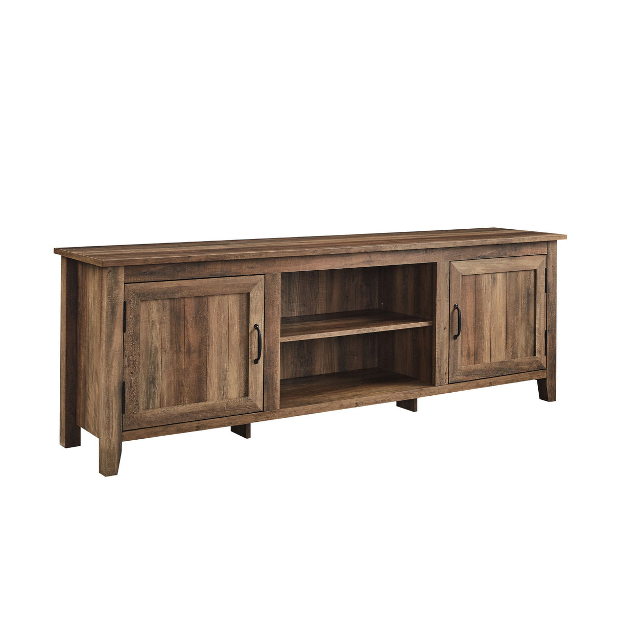 Modern Farmhouse 2 Door Grooved 70" TV Stand For 85" TVs Light Brown by Walker Edison | Bel Furniture