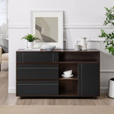 Contemporary Detailed Door Sideboard With Open Storage by Walker Edison | Bel Furniture