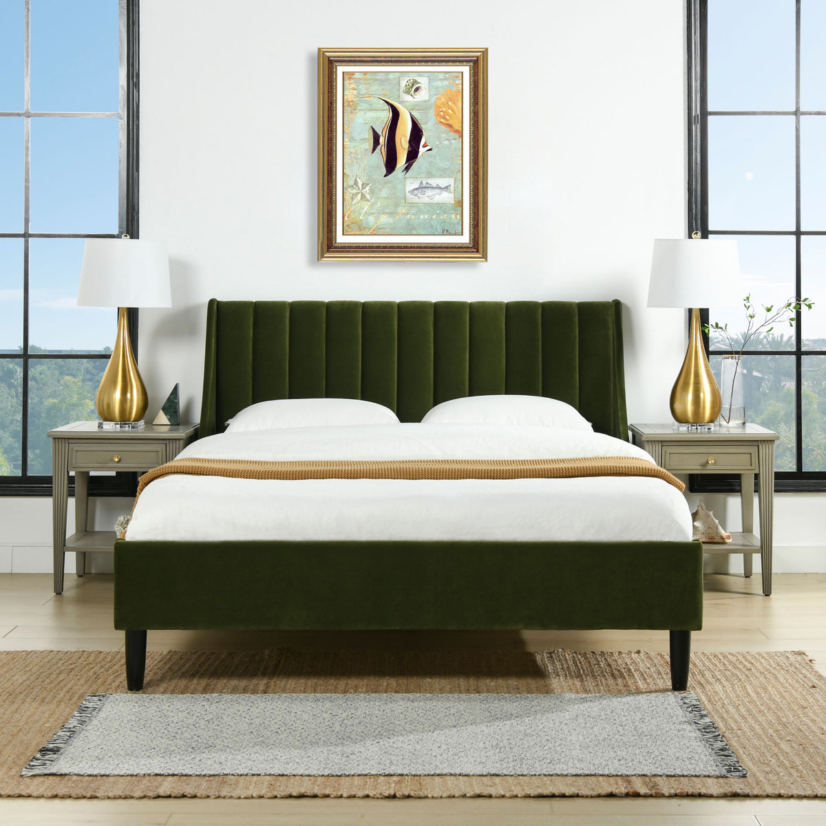 Aspen - Vertical Tufted Modern Headboard Platform Bed Set by Jennifer Taylor Home | Bel Furniture