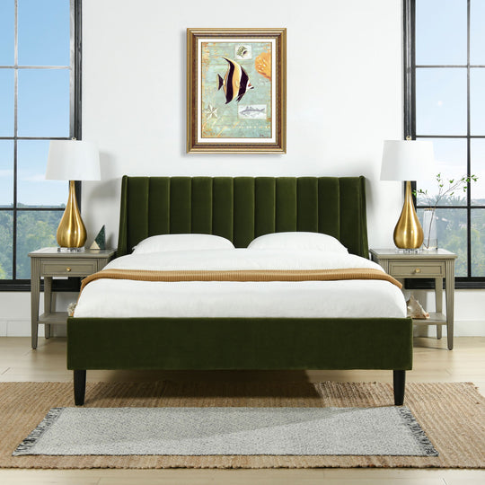 Aspen - Vertical Tufted Modern Headboard Platform Bed Set by Jennifer Taylor Home | Bel Furniture