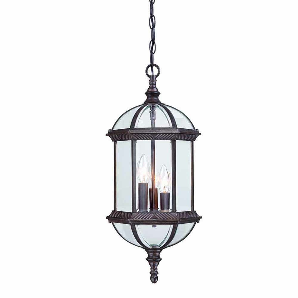 Three Light Eastern Lantern Hanging Light - Dark Brown