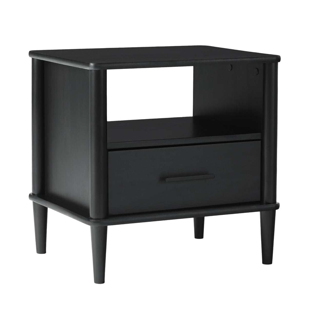Transitional Solid Wood Spindle Nightstand Black by Walker Edison | Bel Furniture