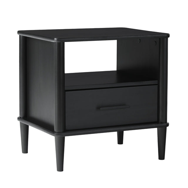 Transitional Solid Wood Spindle Nightstand Black by Walker Edison | Bel Furniture