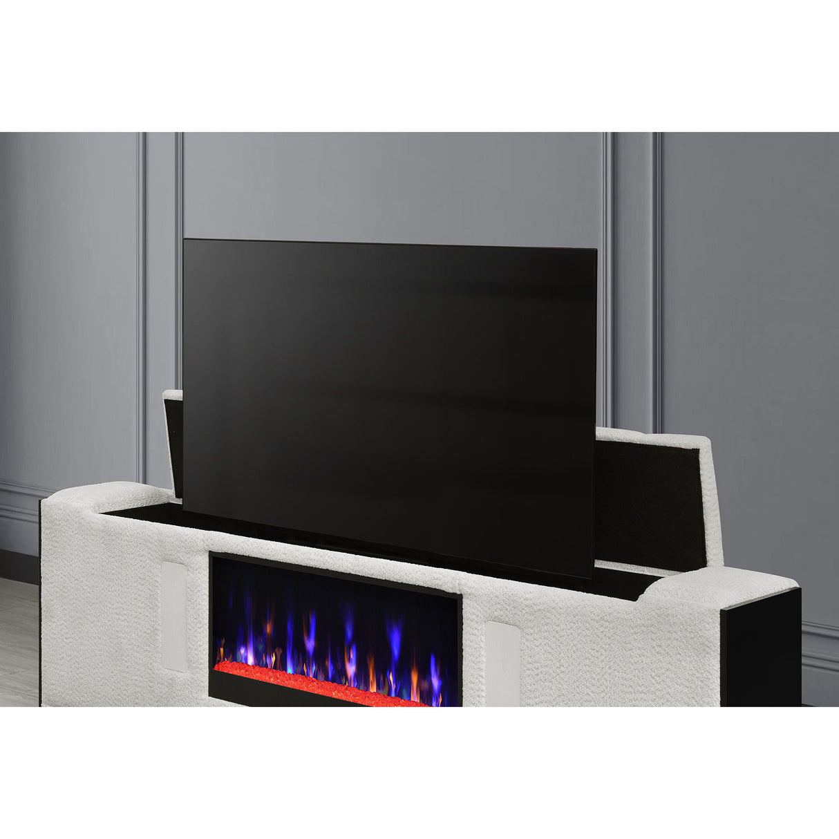 Isaiah - Bed With TV Lift-LED Speakers And Fireplace