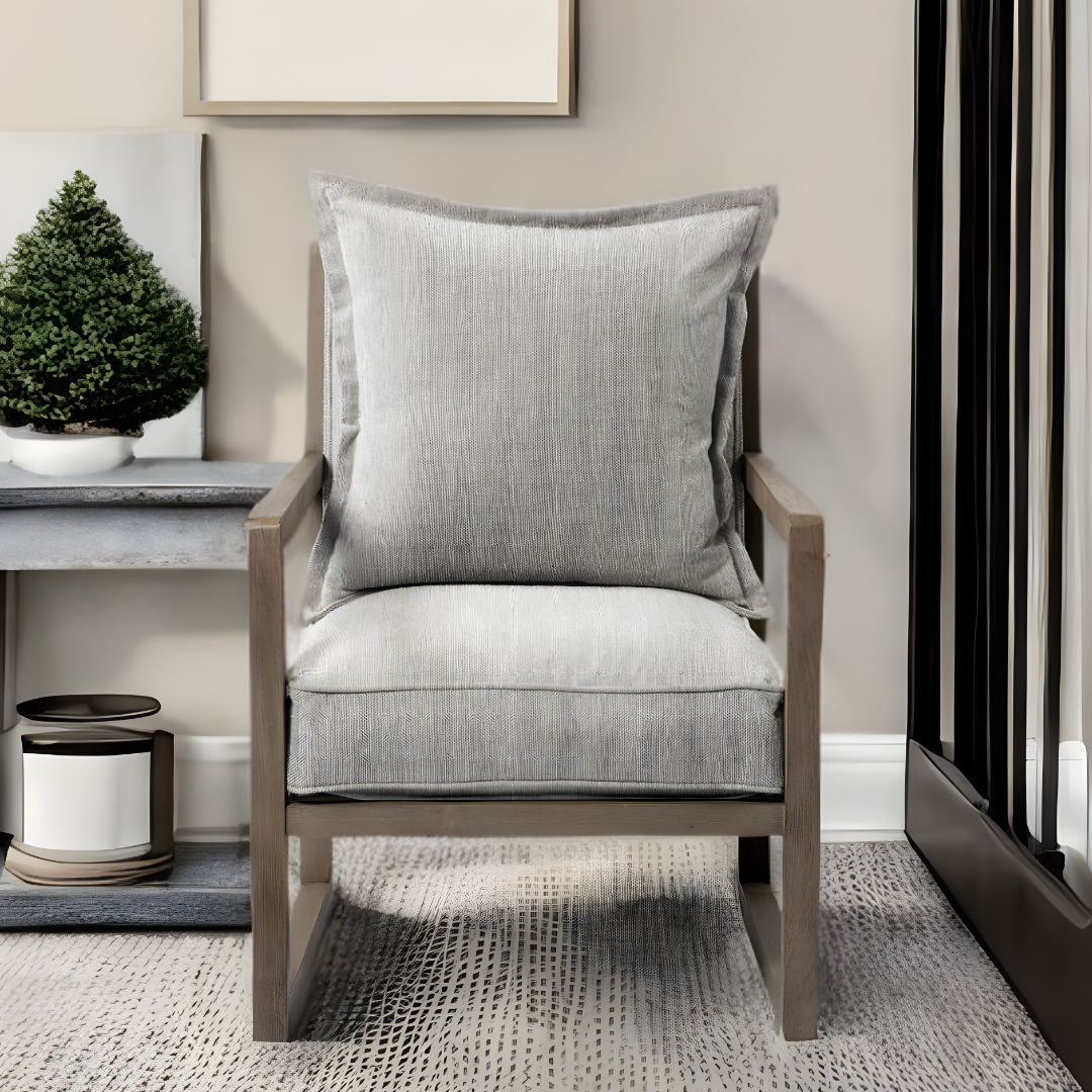 Fabric Arm Chair - Ash Gray / Brown