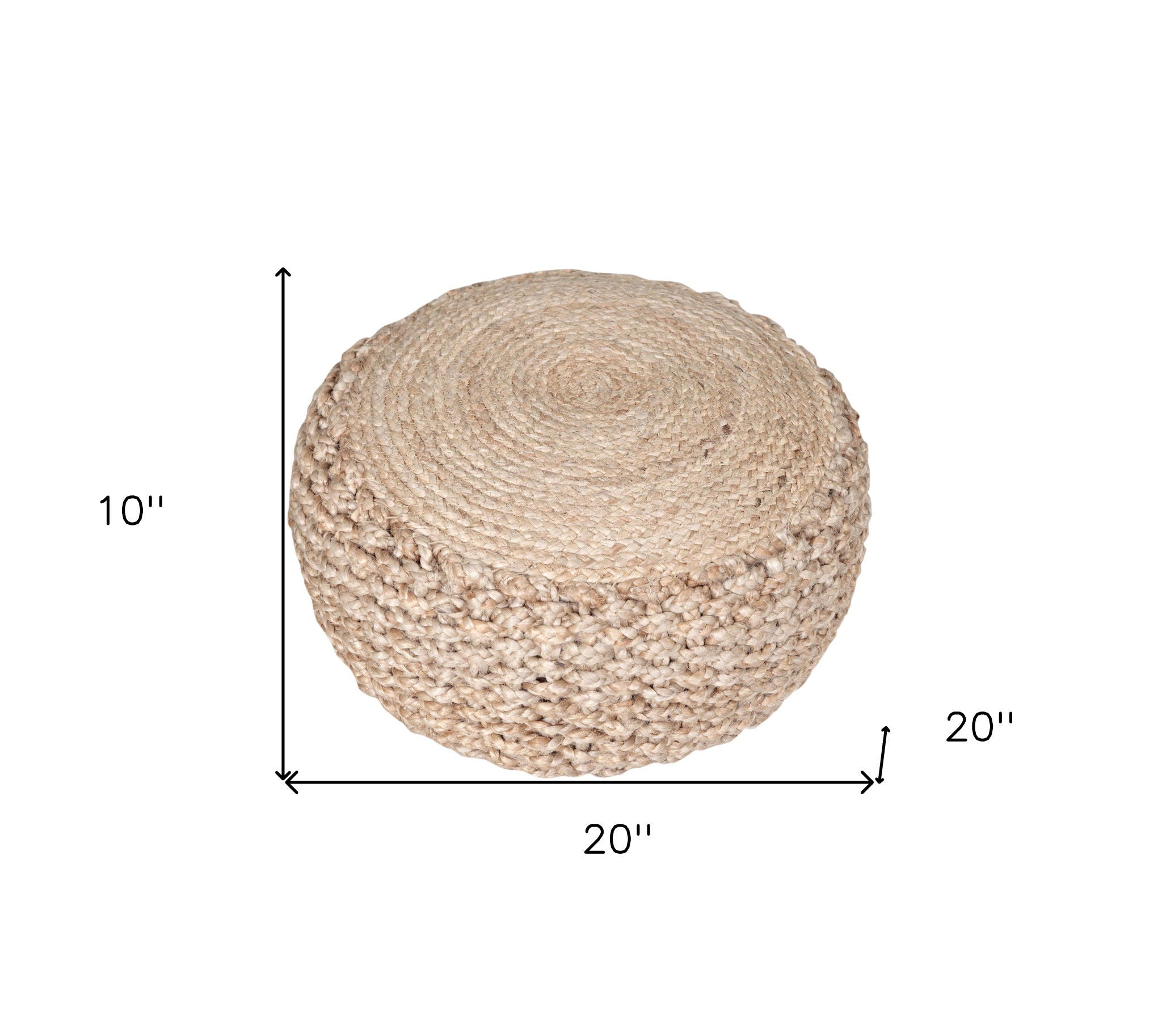 Jute Round Ottoman - Tan