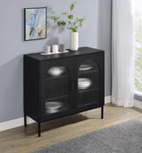 Jess - 2-Door Arched Fluted Glass Accent Cabinet - Black by Coaster Fine Furniture | Bel Furniture