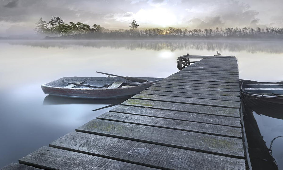 Misty Morning Pier By Mike Calascibetta - Dark Gray