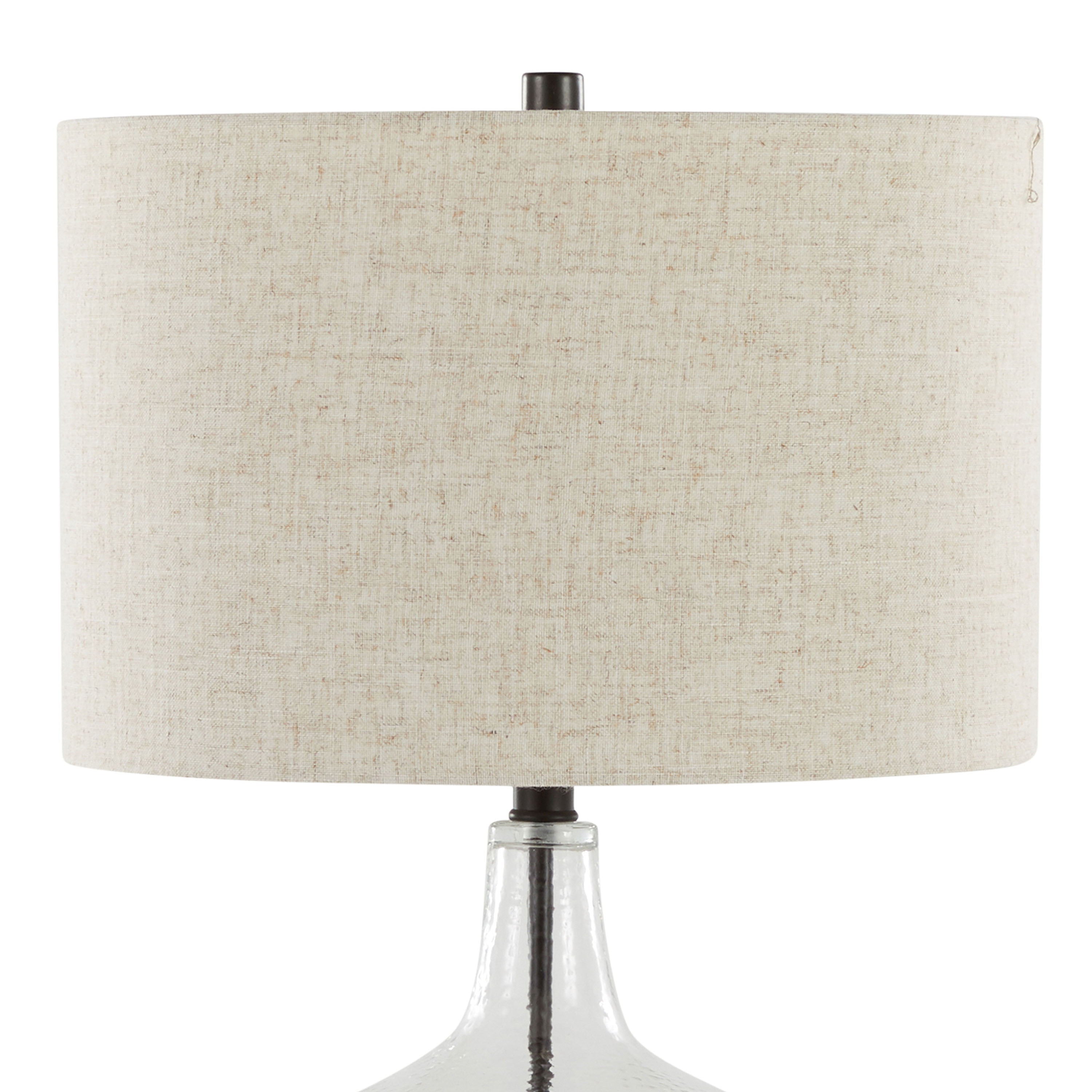 Botella - Contemporary Table Lamp Built In USB Port (Set of 2) - Clear / Oil Bronze / Natural