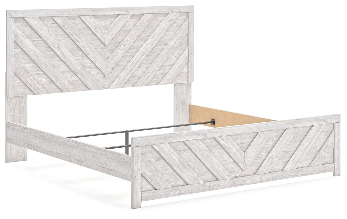Cayboni - King Panel Bed - Whitewash