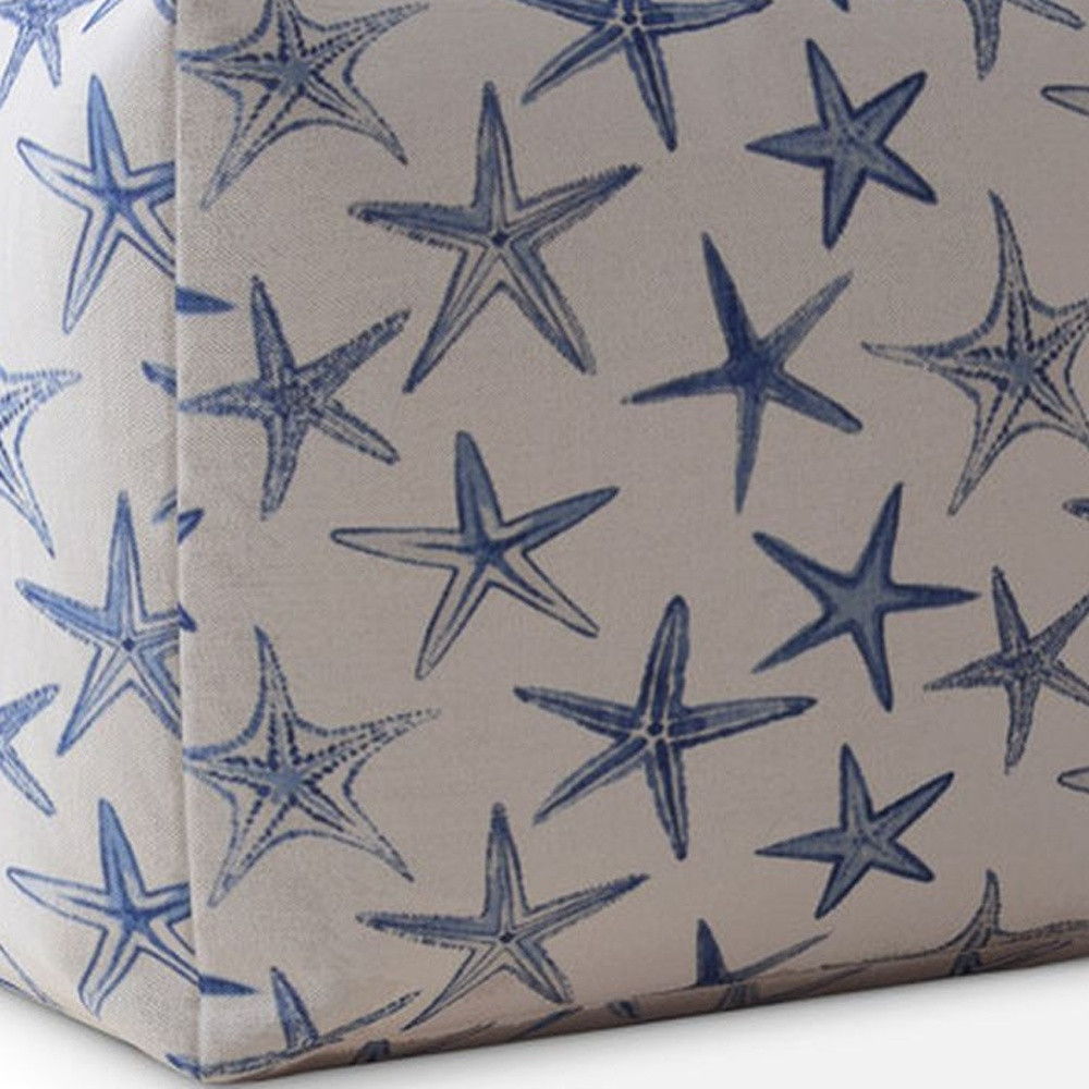 Canvas Stars Pouf Ottoman - Blue / White