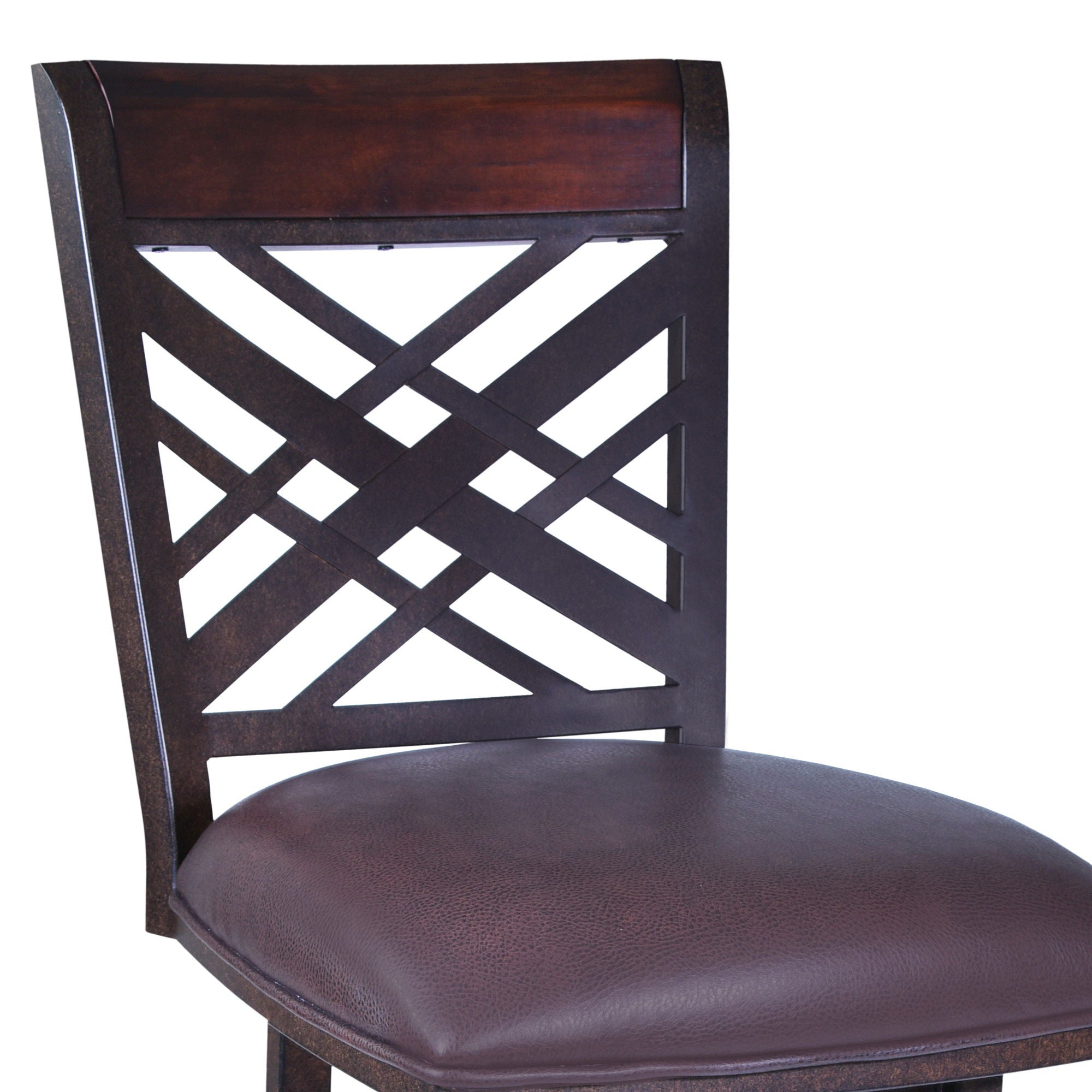 Faux Leather Bar Height Bar Chair - Brown