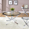 Brooke - Round Coffee Table Set Pearl Silver 3 Pc. Coffee Table, 2 End Tables by Coaster Fine Furniture | Bel Furniture