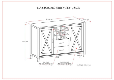 Ela - Sideboard With Wine Storage - Smoky Brown by Simpli-Home | Bel Furniture