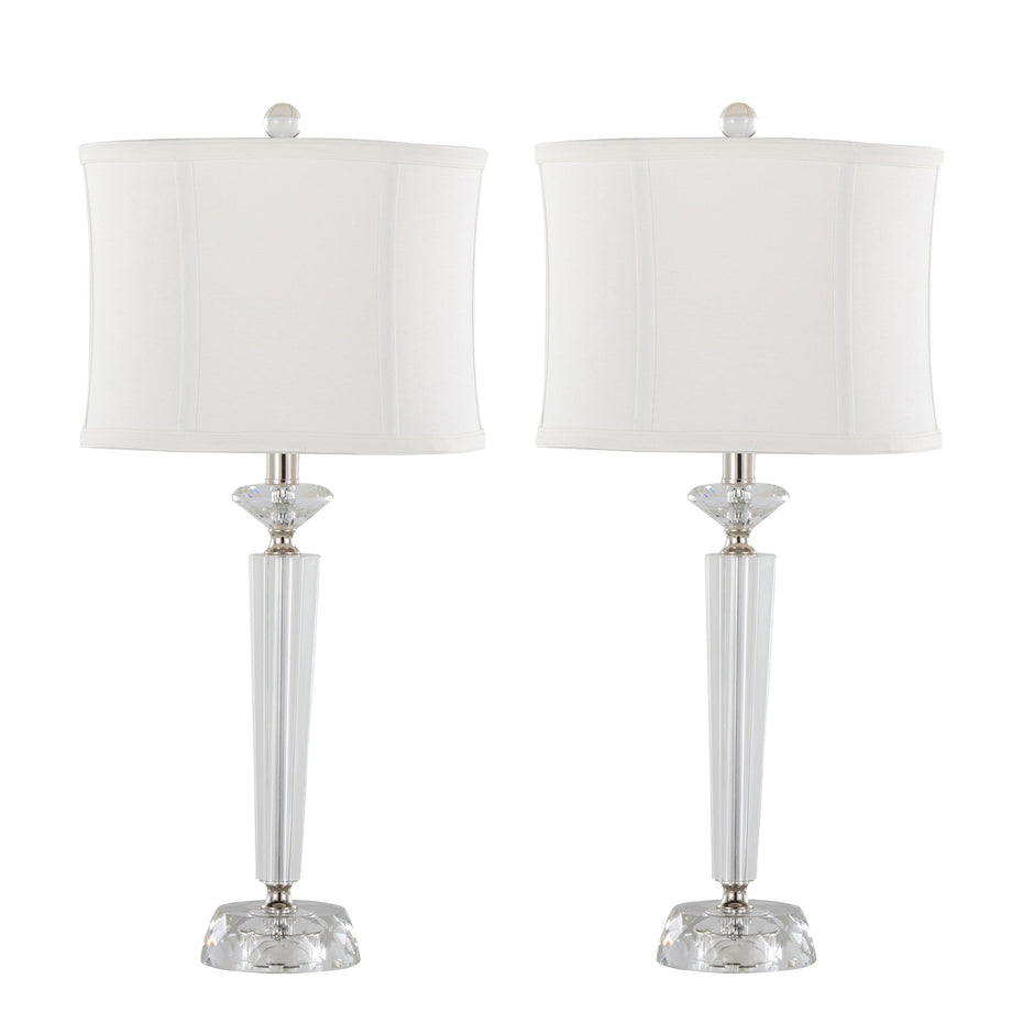 Diamond - Torch Contemporary Crystal Table Lamp (Set of 2) - Clear / Off White / Polished Nickel