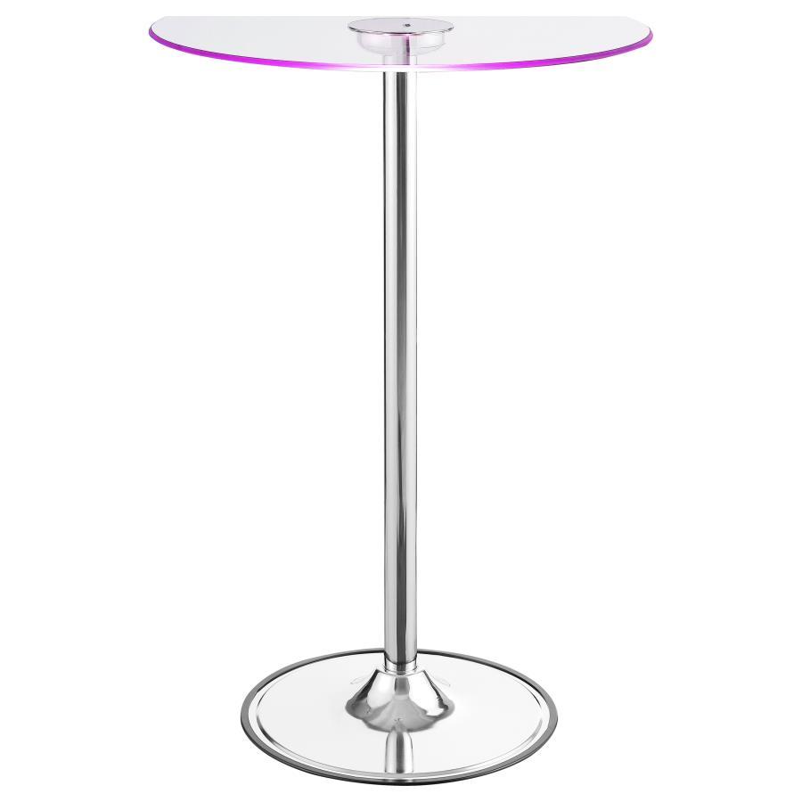 Thea - Round Glass Top LED Bistro Bar Table - Chrome