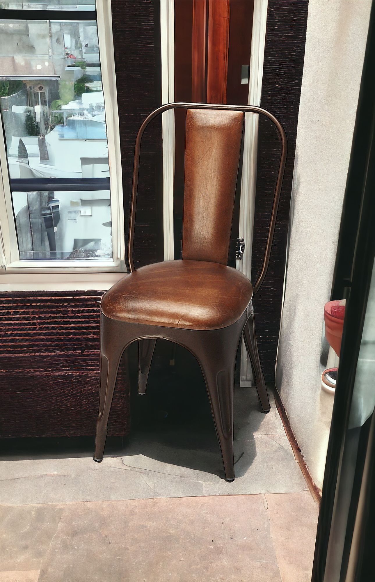 Faux Leather, Side Chair - Brown