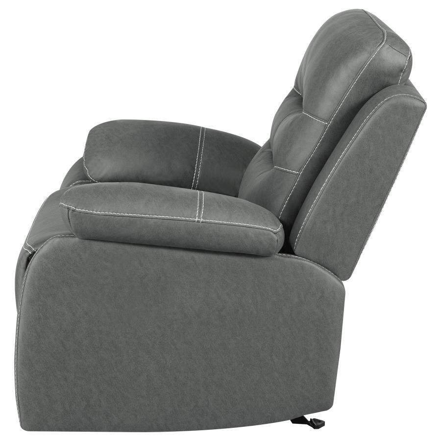 Nova - Upholstered Padded Arm Glider Recliner - Dark Gray