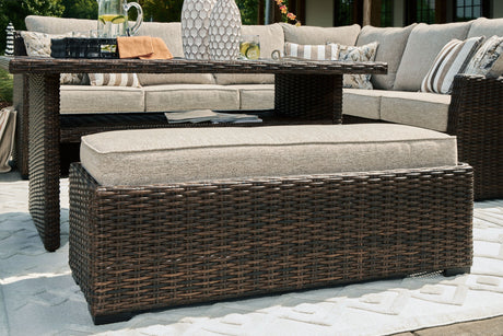 Brook Ranch - Brown - Sofa Sectional, Bench With Cushion (Set of 3) by Signature Design by Ashley® | Bel Furniture