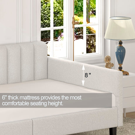 Elena - Boucle Upholstered Daybed, Ribbed Tufted Backrest by House & Home Furniture | Bel Furniture