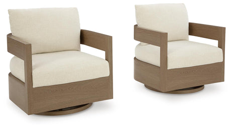 Serene Bay - Swivel Glider Chair With Cushion - Dark Brown / White - view 6