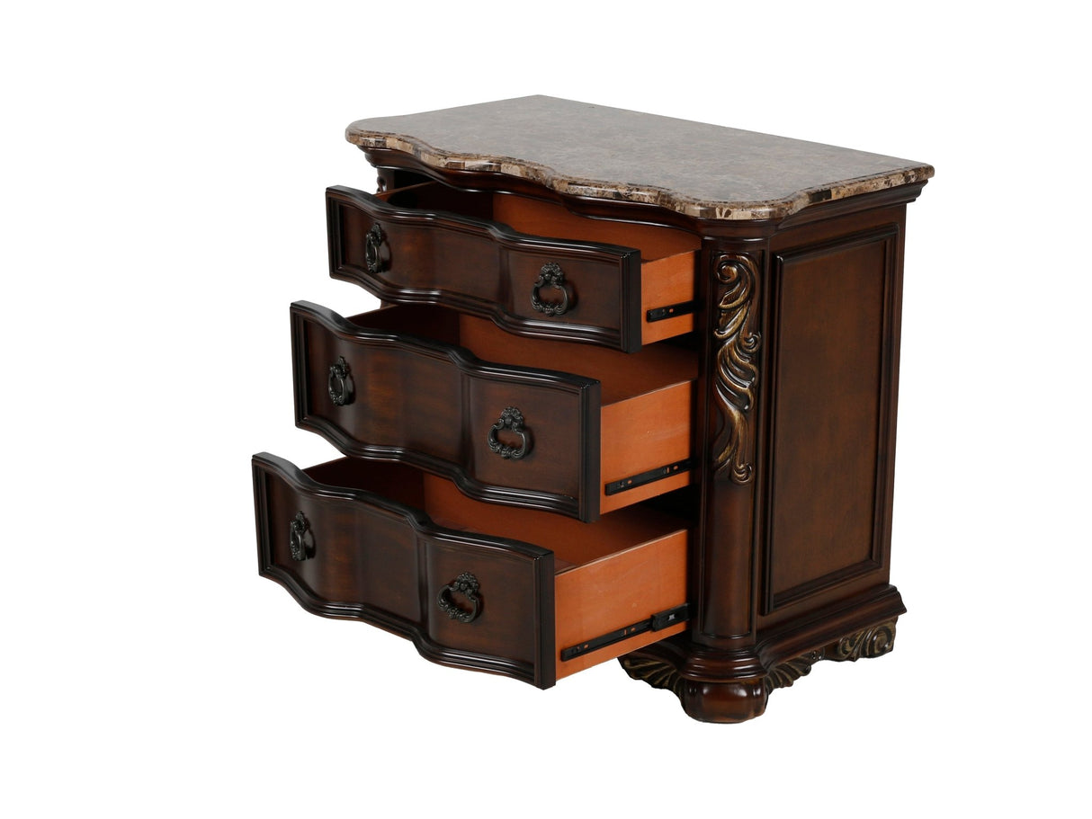 Traditional style 3-drawer Nightstand by Mollai Collections | Bel Furniture