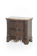 Cavalier Dark Cherry Traditional 2-Drawer Nightstand with Marble Top