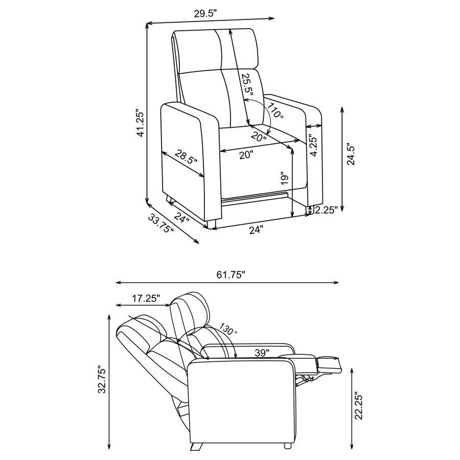 Toohey - Upholstered Home Theater Push Back Recliner - Black