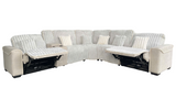 Gray Modern Ribbed Corduroy 6-Piece Power Reclining Sectional with Wireless Charging Console