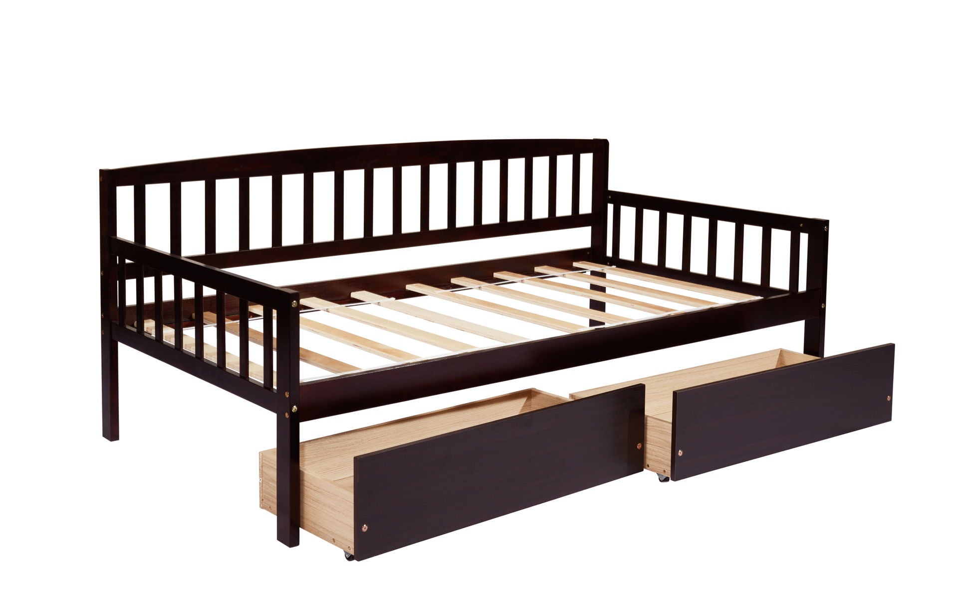 Pine Wood Daybed With Two Storage Drawers, Sofa Bed With Bed Platform Of 10 Support Slats