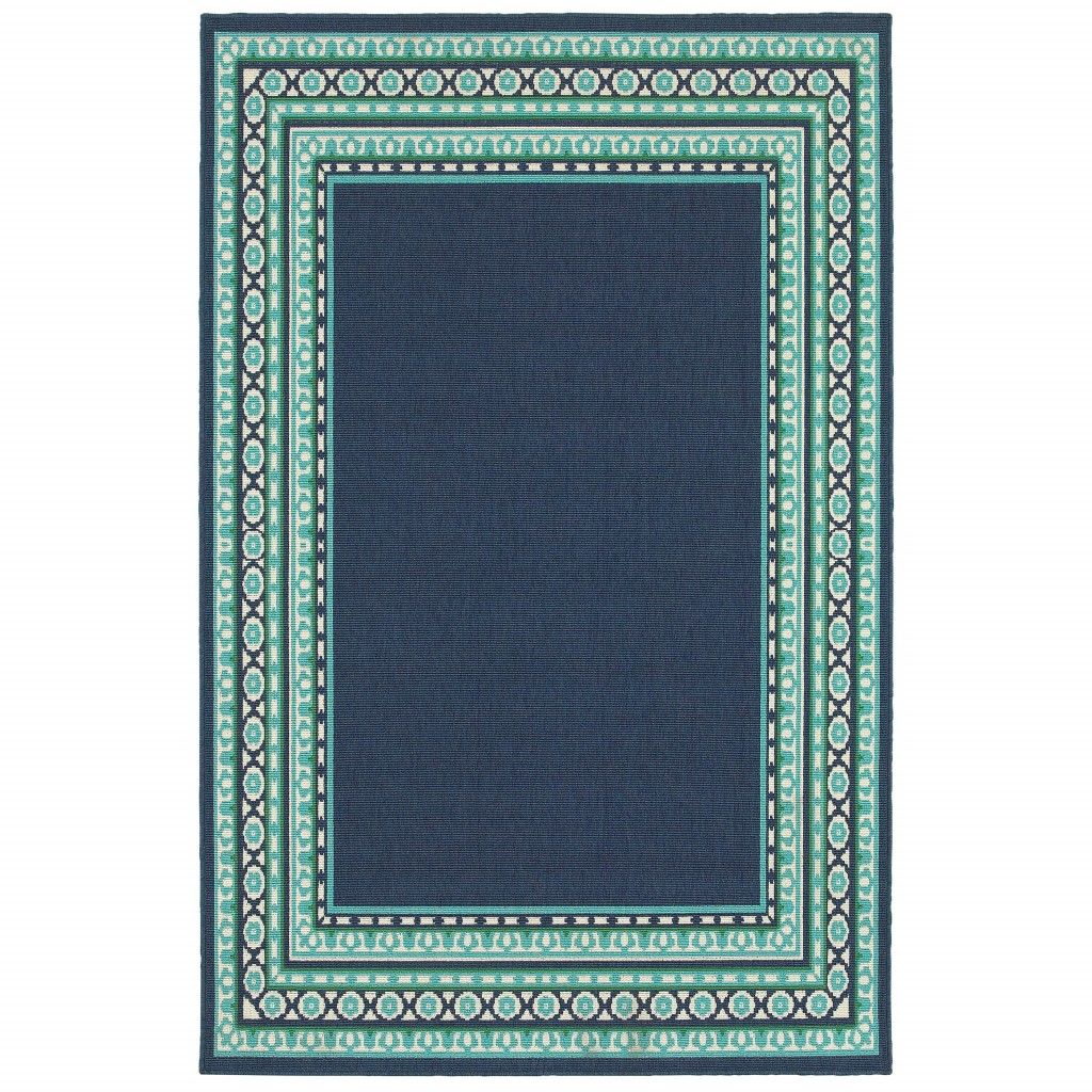 7' X 10' Outdoor / Indoor Area Rug - Blue / Green