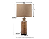 Laurentia - Champagne - Glass Table Lamp by Signature Design by Ashley® | Bel Furniture