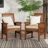 Modern 2 Piece Slat Back Patio Chairs With Cushions by Walker Edison | Bel Furniture
