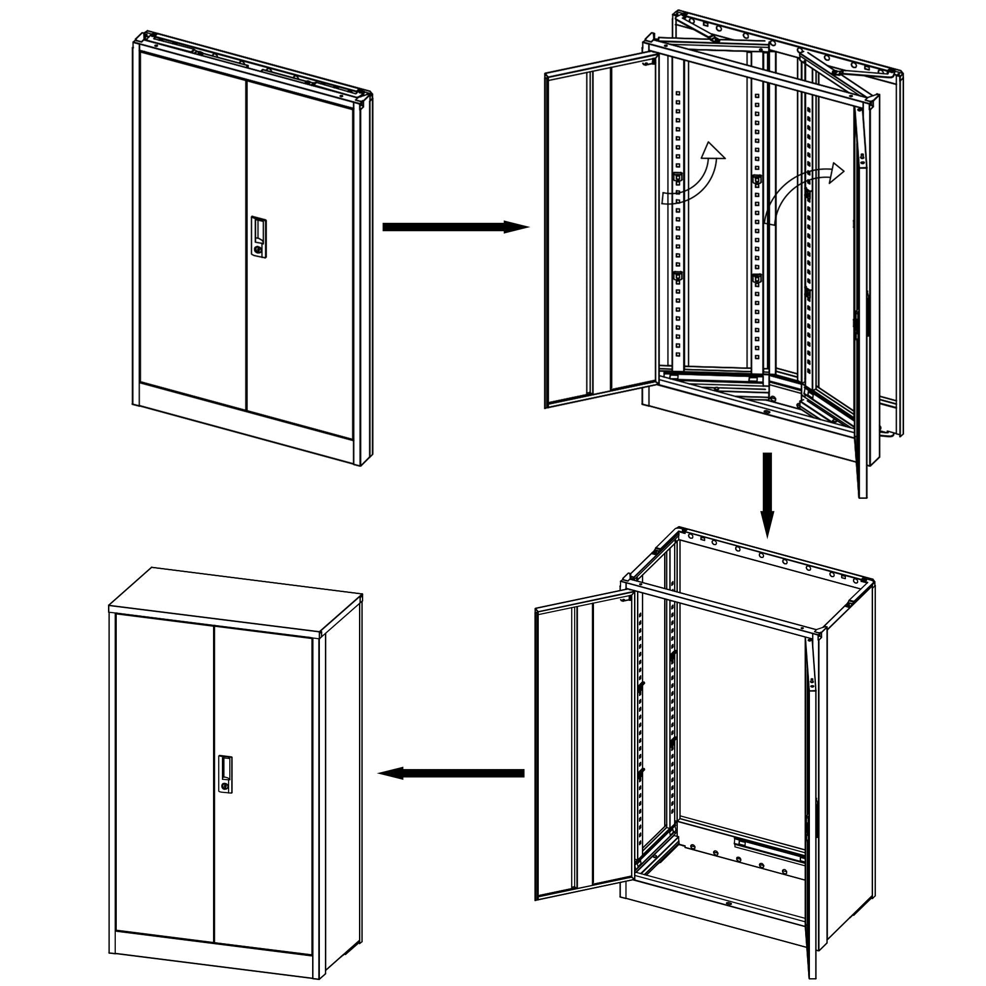 Metal Storage Cabinet With Locking Doors And Adjustable Shelf, Folding Filing Storage Cabinet, Folding Storage Locker Cabinet For Home Office, School, Garage