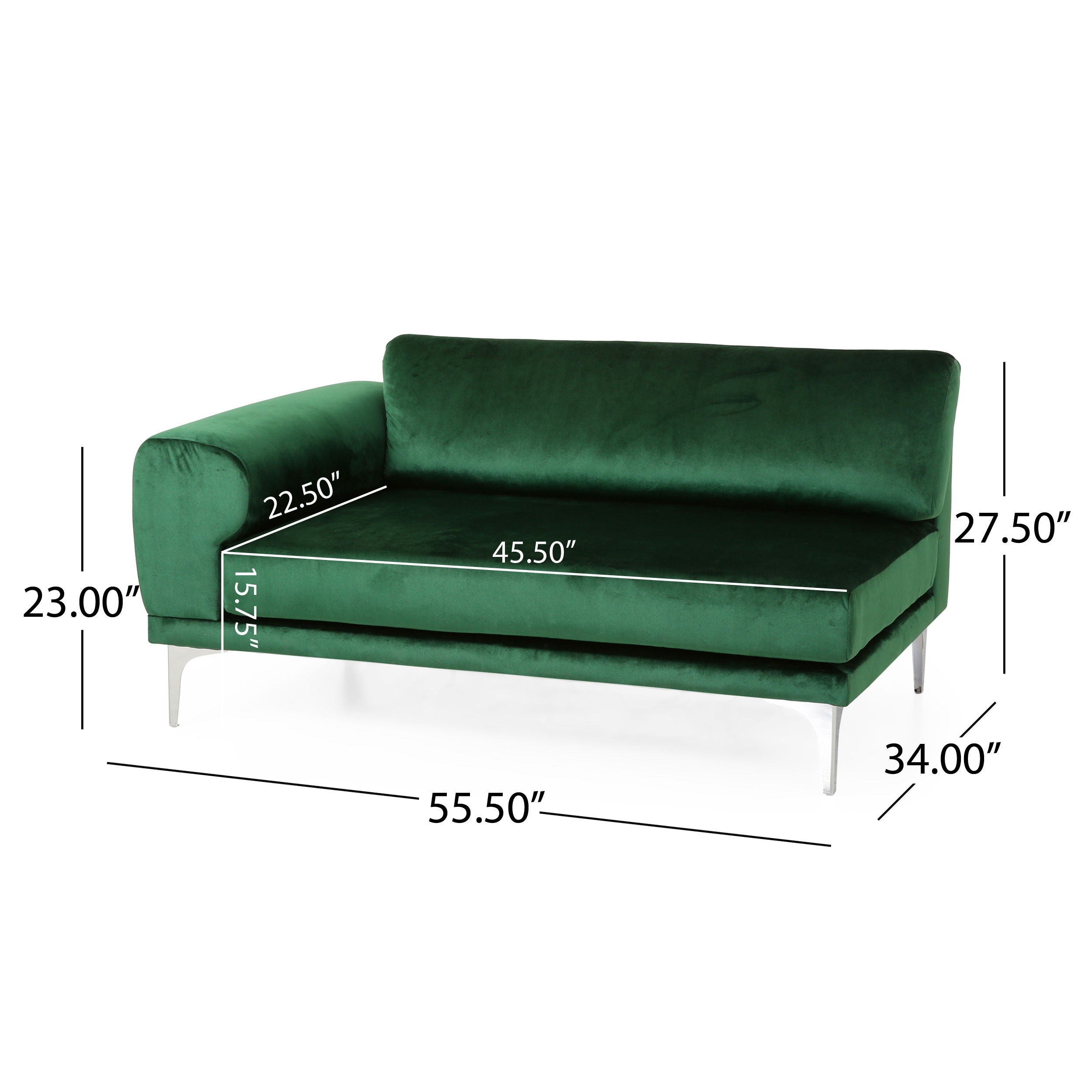 Comfy 4 Seat Sofa With Metal Legs, Modern For Living Room And Study - Emerald