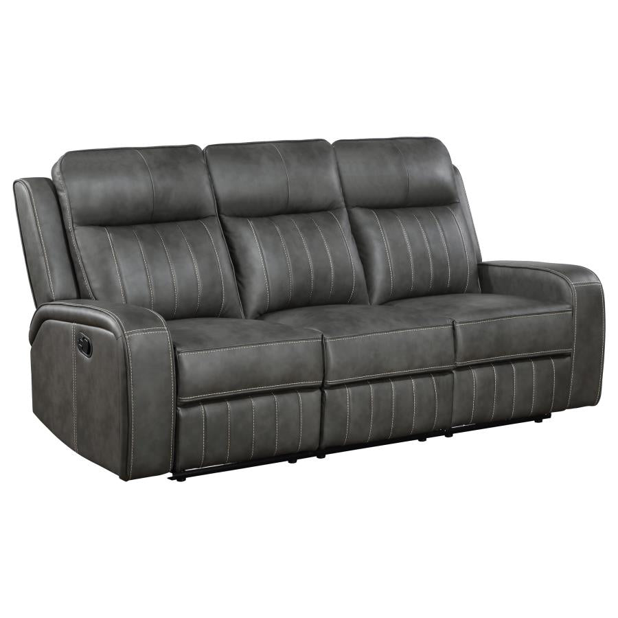 Raelynn Upholstered Track Arm Motion Sofa Gray
