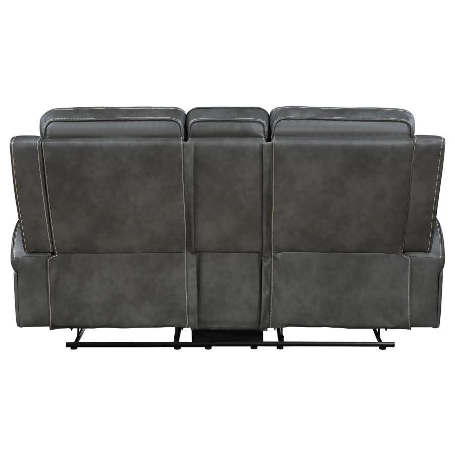 Raelynn - Upholstered Track Arm Motion Loveseat - Gray