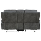 Raelynn - Upholstered Track Arm Motion Loveseat - Gray