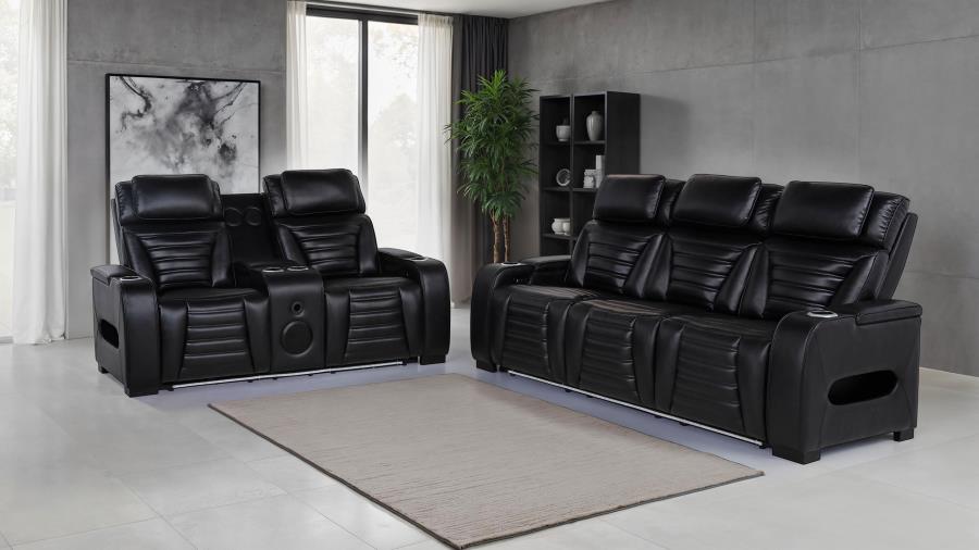 Zuma - Faux Leather Dual Power LED Sofa Set